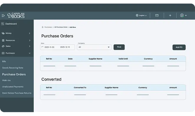 Purchase Order Screen 1