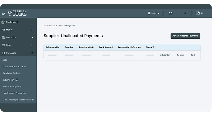 Unallocated payment 