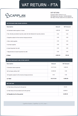 vat report format uae
